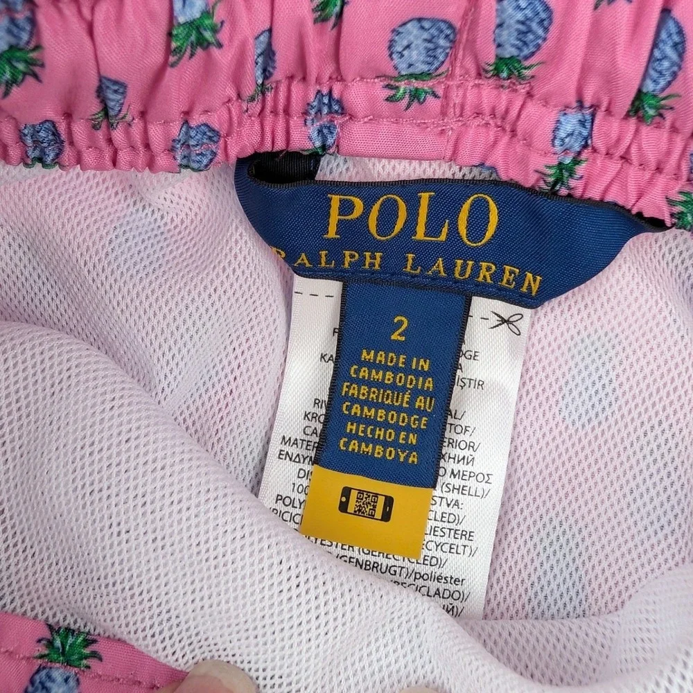 Polo Ralph Lauren Kids Pink Blue Pineapple Swim‎ Trunks Size 2